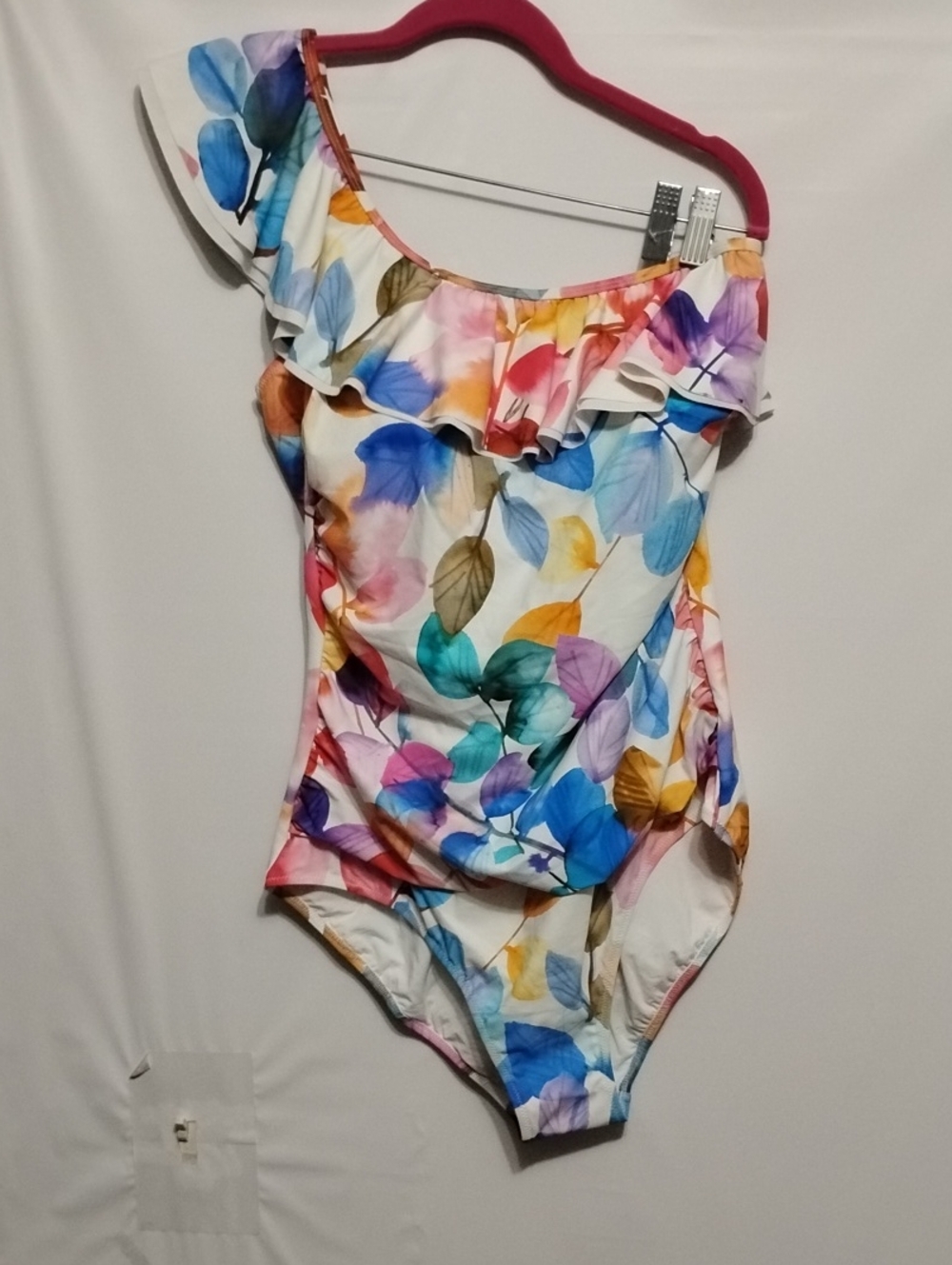 Floral One-Shoulder Ruffle One-piece Swimsuit in Multicolor